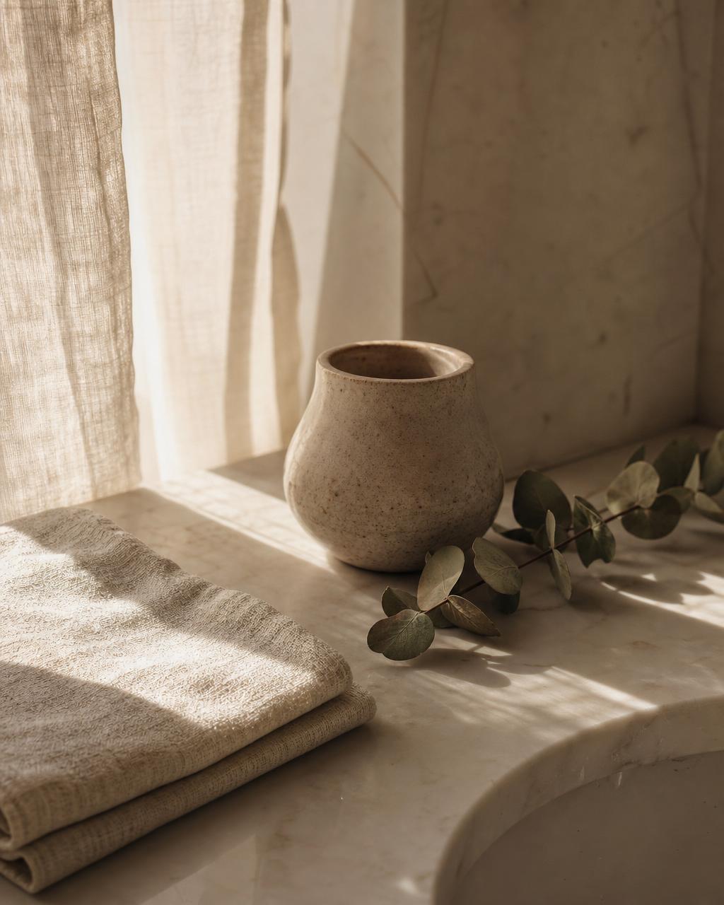 A quiet skincare ritual in soft morning light